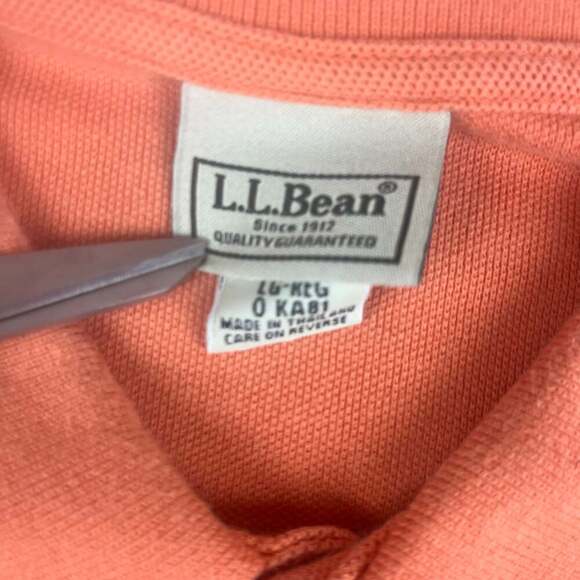 L.L.Bean Men's Orange Long Sleeve Polo Shirt - Picture 2 of 8